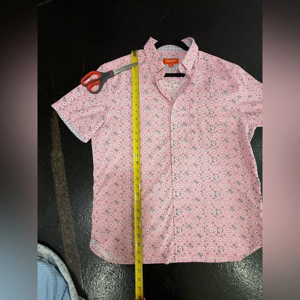 Johnston Murphy Performance S/S Shirt Geometric Design M Excellent Condition - Picture 12 of 14